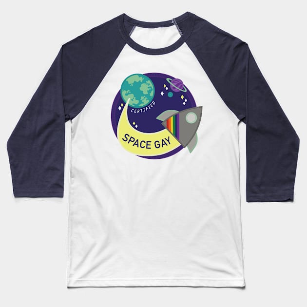 Space Gay Baseball T-Shirt by Soft Biology